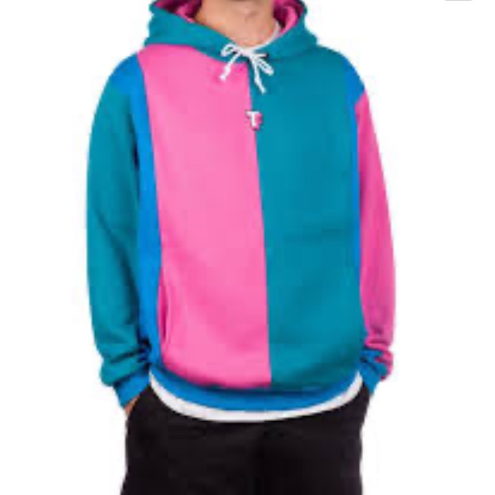 Teddy Fresh Love Colorblock Pink And Blue Hoodie Limited Edition Large